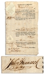 John Hancock 1780 Naval Document Signed as Governor of Massachusetts
